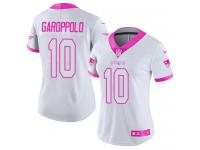 Nike Patriots #10 Jimmy Garoppolo White Pink Women Stitched NFL Limited Rush Fashion Jersey