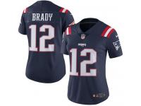 Nike Patriots #12 Tom Brady Navy Blue Women Stitched NFL Limited Rush Jersey