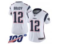 Nike Patriots #12 Tom Brady White Women's Stitched NFL 100th Season Vapor Limited Jersey