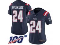 Nike Patriots #24 Stephon Gilmore Navy Blue Women's Stitched NFL Limited Rush 100th Season Jersey