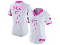 Nike Patriots #7 Jacoby Brissett White Pink Women Stitched NFL Limited Rush Fashion Jersey