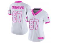 Nike Patriots #87 Rob Gronkowski White Pink Women Stitched NFL Limited Rush Fashion Jersey