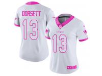 Nike Phillip Dorsett Limited White Pink Women's Jersey - NFL New England Patriots #13 Rush Fashion