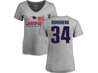 Nike Rex Burkhead Heather Gray 2017 AFC Champions V-Neck Women's - NFL New England Patriots #34 T-Shirt