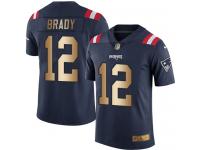 Nike Tom Brady Limited Navy Gold Men's Jersey - NFL New England Patriots #12 Rush Vapor Untouchable