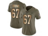 Nike Trent Brown Limited Olive Gold Women's Jersey - NFL New England Patriots #67 2017 Salute to Service