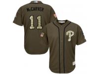 Phillies #11 Tim McCarver Green Salute to Service Stitched Baseball Jersey