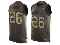 Sony Michel Men Limited Green Jersey_ Nike NFL New England Patriots Salute to Service Tank Top #26