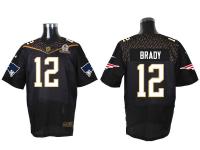 Super Bowl 50 Nike New England Patriots #12 Tom Brady Men Elite Black Jerseys