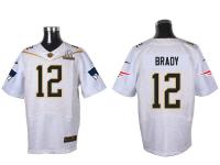 Super Bowl 50 Nike New England Patriots #12 Tom Brady Men Elite White Jerseys