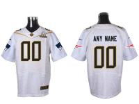 Super Bowl 50 Nike New England Patriots Customized Men Elite White Jerseys