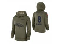 Women Denver Broncos #8 Brandon McManus 2018 Salute to Service Olive Team Logo Pullover Hoodie