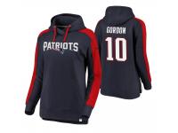 Women New England Patriots #10 Josh Gordon Navy-Red Iconic Color Block Pullover Hoodie