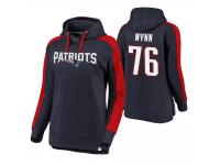 Women New England Patriots #76 Isaiah Wynn Navy-Red Iconic Color Block Pullover Hoodie