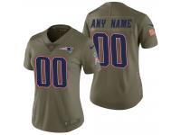 Women New England Patriots Olive 2017 Salute To Service Custom Jersey