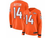 Women Nike Denver Broncos #14 Courtland Sutton Limited Orange Therma Long Sleeve NFL Jersey