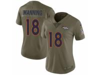 Women Nike Denver Broncos #18 Peyton Manning Limited Olive 2017 Salute to Service NFL Jersey