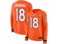 Women Nike Denver Broncos #18 Peyton Manning Limited Orange Therma Long Sleeve NFL Jersey