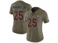 Women Nike Denver Broncos #25 Chris Harris Jr Limited Olive 2017 Salute to Service NFL Jersey