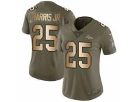 Women Nike Denver Broncos #25 Chris Harris Jr Limited Olive/Gold 2017 Salute to Service NFL Jersey