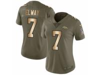 Women Nike Denver Broncos #7 John Elway Limited Olive/Gold 2017 Salute to Service NFL Jersey