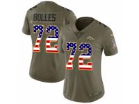 Women Nike Denver Broncos #72 Garett Bolles Limited Olive/USA Flag 2017 Salute to Service NFL Jersey