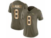 Women Nike Denver Broncos #8 Brandon McManus Limited Olive/Gold 2017 Salute to Service NFL Jersey