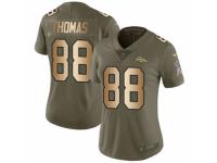 Women Nike Denver Broncos #88 Demaryius Thomas Limited Olive/Gold 2017 Salute to Service NFL Jersey