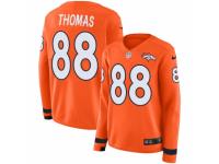 Women Nike Denver Broncos #88 Demaryius Thomas Limited Orange Therma Long Sleeve NFL Jersey