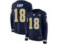 Women Nike Los Angeles Rams #18 Cooper Kupp Limited Navy Blue Therma Long Sleeve NFL Jersey