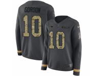 Women Nike New England Patriots #10 Josh Gordon Limited Black Salute to Service Therma Long Sleeve NFL Jersey