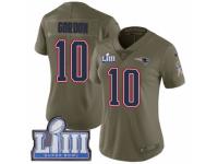 Women Nike New England Patriots #10 Josh Gordon Limited Olive 2017 Salute to Service Super Bowl LIII Bound NFL Jersey