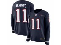 Women Nike New England Patriots #11 Drew Bledsoe Limited Navy Blue Therma Long Sleeve NFL Jersey