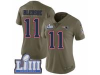 Women Nike New England Patriots #11 Drew Bledsoe Limited Olive 2017 Salute to Service Super Bowl LIII Bound NFL Jersey