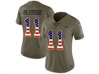 Women Nike New England Patriots #11 Drew Bledsoe Limited Olive/USA Flag 2017 Salute to Service NFL Jersey