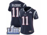 Women Nike New England Patriots #11 Drew Bledsoe Navy Blue Team Color Vapor Untouchable Limited Player Super Bowl LIII Bound NFL Jersey