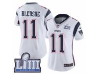 Women Nike New England Patriots #11 Drew Bledsoe White Vapor Untouchable Limited Player Super Bowl LIII Bound NFL Jersey