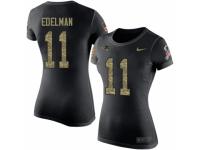 Women Nike New England Patriots #11 Julian Edelman Black Camo Salute to Service T-Shirt