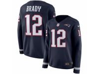 Women Nike New England Patriots #12 Tom Brady Limited Navy Blue Therma Long Sleeve NFL Jersey