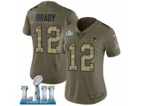 Women Nike New England Patriots #12 Tom Brady Limited Olive Camo 2017 Salute To Service Super Bowl LII NFL Jersey