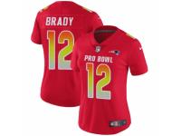 Women Nike New England Patriots #12 Tom Brady Limited Red AFC 2019 Pro Bowl NFL Jersey