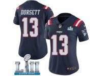 Women Nike New England Patriots #13 Phillip Dorsett Limited Navy Blue Rush Vapor Untouchable Super Bowl LII NFL Jersey