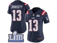 Women Nike New England Patriots #13 Phillip Dorsett Limited Navy Blue Rush Vapor Untouchable Super Bowl LIII Bound NFL Jersey