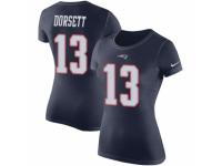 Women Nike New England Patriots #13 Phillip Dorsett Navy Blue Rush Pride Name & Number T-Shirt