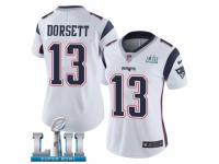 Women Nike New England Patriots #13 Phillip Dorsett White Vapor Untouchable Limited Player Super Bowl LII NFL Jersey