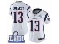 Women Nike New England Patriots #13 Phillip Dorsett White Vapor Untouchable Limited Player Super Bowl LIII Bound NFL Jersey