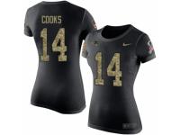 Women Nike New England Patriots #14 Brandin Cooks Black Camo Salute to Service T-Shirt