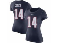 Women Nike New England Patriots #14 Brandin Cooks Navy Blue Rush Pride Name & Number T-Shirt