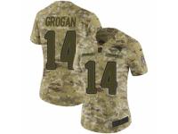 Women Nike New England Patriots #14 Steve Grogan Limited Camo 2018 Salute to Service NFL Jersey