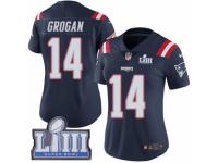 Women Nike New England Patriots #14 Steve Grogan Limited Navy Blue Rush Vapor Untouchable Super Bowl LIII Bound NFL Jersey